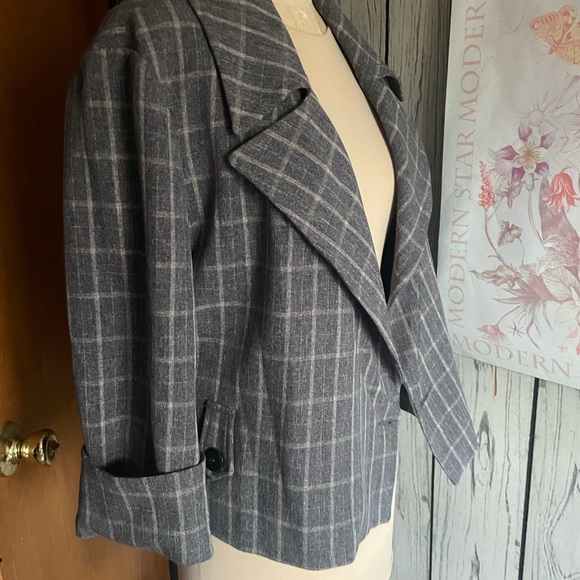 Kensie grey window pane doubled breasted lightweight jacket in size 10 - Picture 5 of 16